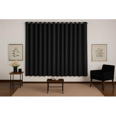 Imagem de Cortina para Sala, Quarto ou Cozinha Microfibra com 2,00m x 1,60 para Varão Simples (Preto)