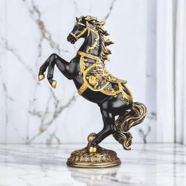 Imagem de ICE ARMOR Cavalo vertical preto de 25,4 cm de altura com estatueta de sela real, escultura, ornamento, decoração de casa/quarto, ideias para inauguração de casa, feriados e aniversários, ótimo item