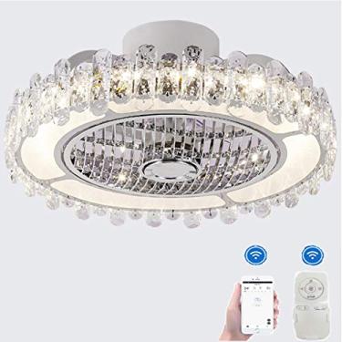 Imagem de Luminária de teto de cristal moderna com ventilador LED silencioso, lustre de íons negativos e controle remoto de dimerização de lâmpada para iluminação de quarto, sala de estar e berçário.