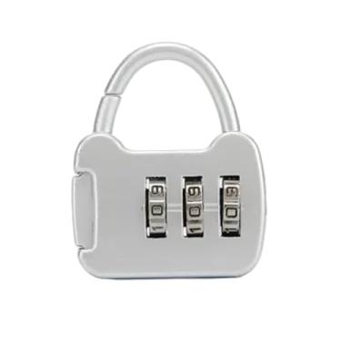 Imagem de Cadeado com Senha 3 Dígitos Retangular– Proteção Armários Malas Maletas – Antifurto Compacto Seguro Durável (Cinza)