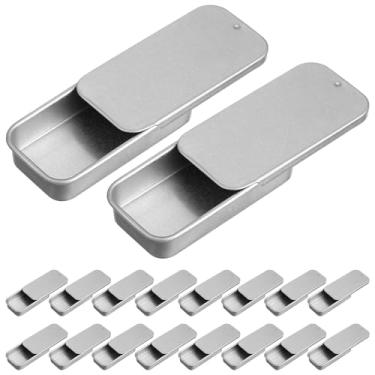 Imagem de Luxshiny 18 peças mini recipientes de lata de metal: caixa de armazenamento retangular vazia de folha de flandres com tampas para armazenamento de artesanato -