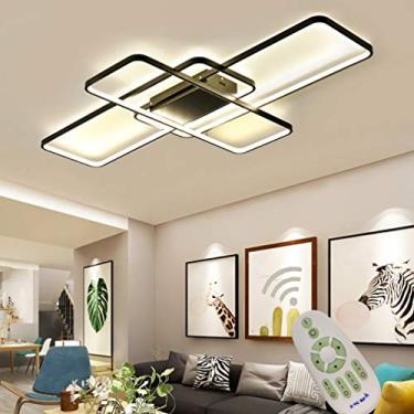 Imagem de Luminária de teto moderna para sala de estar, luminária regulável com controle remoto, luminária suspensa, design quadrado, lustre para cozinha, bar, café, sala de jantar, mesa, escritório,