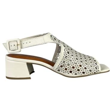 Imagem de Sandália Feminina Bottero Couro Salto Bloco Tira Ajustavel (Off-White, BR, Adulto, Numérico, 36)
