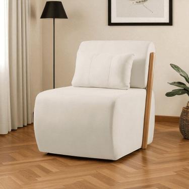 Imagem de Poltrona para Sala de Estar Madeira Maciça Cecília Luxo Off White