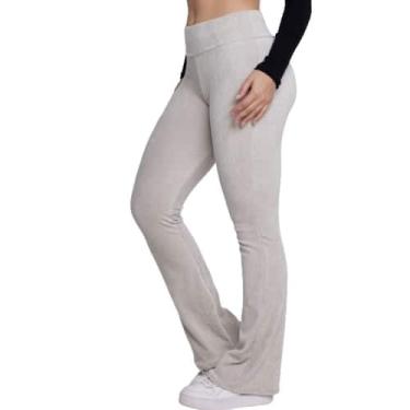 Imagem de Calça Legging Flare Cotelê Vekyo Veludo Cós Alto Inverno Cintura Alta 
