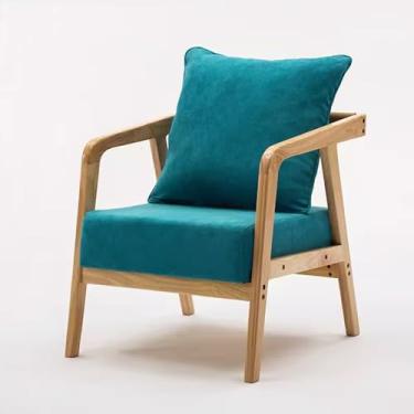 Imagem de UISLA Braço de balanço moderno de linho de algodão preguiçoso de meados do século com almofada confortável para sala de estar