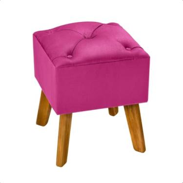 Imagem de Puff Decorativo de Veludo Captonê – Assento Retrô Luxo para Sala, Quarto e Recepção (PINK)