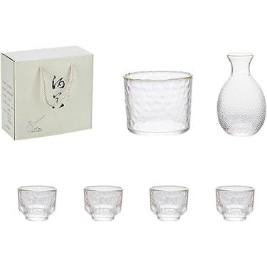 Imagem de AKALNNB Conjunto de copos de saquê de vidro para bebidas quentes com panela mais quente, presentes para festa ao ar livre, utensílios de mesa, C (B) ()