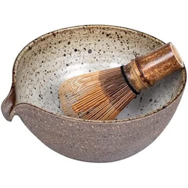 Imagem de QLDFX Tigela Matcha Tigela de salada feita à mão Tigela Matcha Personalidade Bico Bonito Cerâmica áspera Jingdezhen Porcelana Japonesa Matcha Conjunto de Chá Tigela Matcha Conjunto de Chá (2 peças)