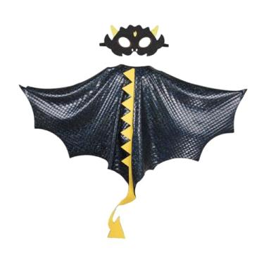 Imagem de Dynwave Capa infantil de dinossauro, capa de dragão, roupa cosplay, de Natal chique para o feriado, Preto