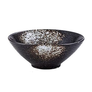 Imagem de WYUYIWH Tigela tigela de ramen tigela de macarrão de cerâmica chapéu de bambu tigela de cerâmica doméstico grande tigela de sopa de ramen tigela retrô talheres (cor: 03, tamanho: 20,3 cm)