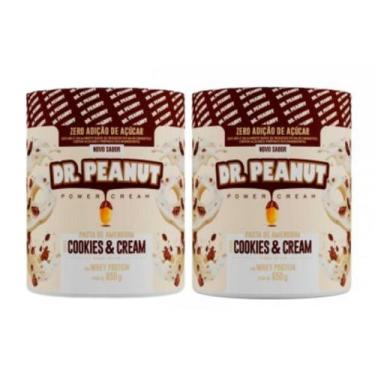 Imagem de 2x Pasta De Amendoim Cookies & Cream C/Whey Isolado 650g-Dr Peanut