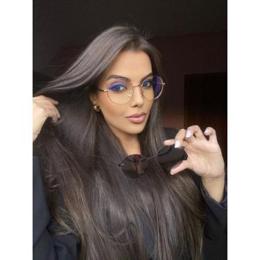 Imagem de Óculos Clipon Sol Armação Feminina Grau Metal 2 em 1 Round Paris  Ócul