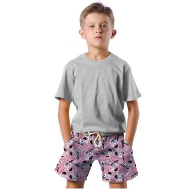 Imagem de Shorts Infantil Bermuda Calção Praia Verão Cachorro Pink Cartoon 200 -