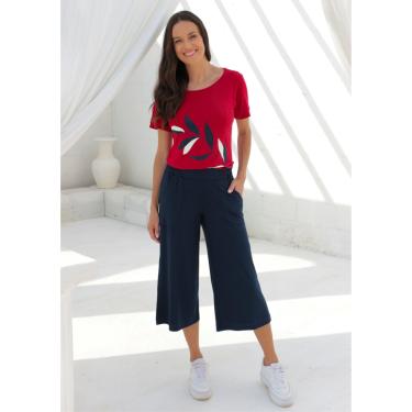 Imagem de Calça Pau a Pique Pantacourt Básica Azul Marinho