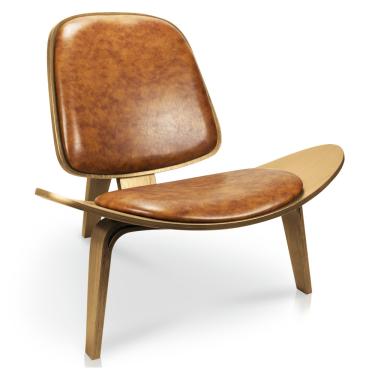 Imagem de Poltrona Shell Corano Nozes Base de Madeira Castasnho - D'Rossi