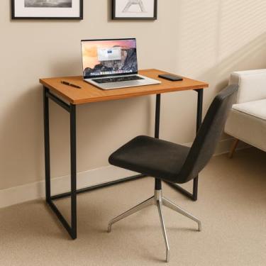 Imagem de Escrivaninha Mesinha Portátil Multiuso Home Office Dobrável 100% MDF Premium Freijó e Aço