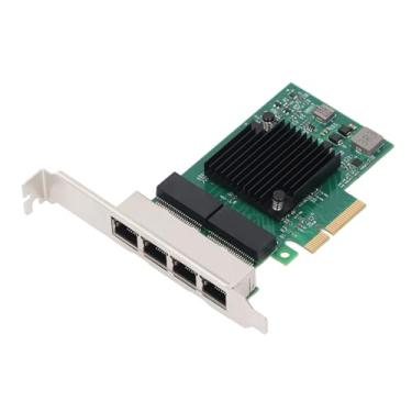 Imagem de Yunir Placa de Rede PCIE X4 Gigabit de 4 Portas, Placa de Rede PCIE de 1000Mbps Com Chip BCM5719 Com 8 Indicadores LED, Porta LAN Gigabit Ethernet RJ45, Interface PCIE X4, para