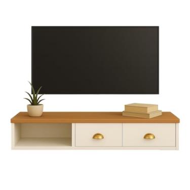 Imagem de Penteadeira Suspensa Compacta 90cm - 2 Gavetas e Niche para Organização (NATURE/PRETO)