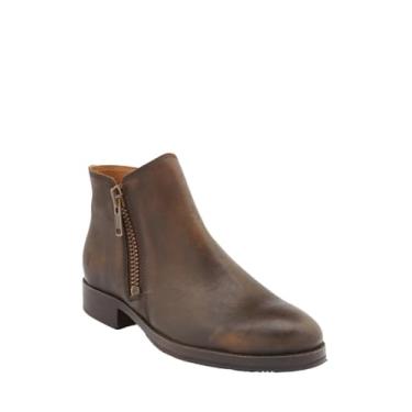 Imagem de Frye Madison Moto Shootie - Botas femininas de cano baixo, couro legítimo, design elegante, ajuste confortável, solas duráveis, Marrom escuro, 37