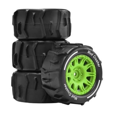 Imagem de KiBcsLic Pneus RC em escala 1/18, pneus de controle remoto, substituição elegante, furo de montagem de 4 mm, atualizações, rodas de praia para neve, Verde