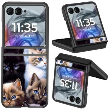 Imagem de Capa protetora para Motorola Moto Razr 50/Razr 2024/Razr 2025, fina, leve, rígida, à prova de choque, para Moto Razr 50/Razr 2024/Razr 2025, gato fofo