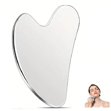 Imagem de Ferramenta de massagem de raspagem Gua Sha de aço inoxidável para rosto e corpo, ferramenta de guasha de metal para alívio muscular e massagem facial
