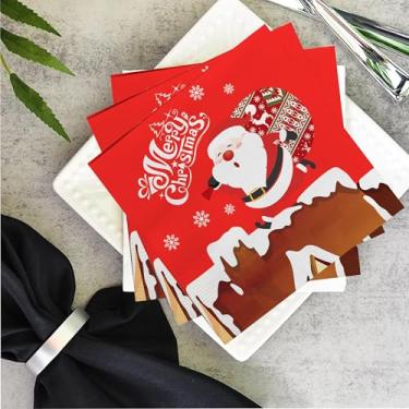 Imagem de Guardanapos descartáveis de jantar de Natal - 20 peças macias e absorventes, papel de qualidade premium 33 x 33 para festas, recepções de casamento, festas, jantares ou eventos de bufê e uso diário