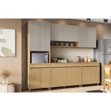 Imagem de Cozinha Modulada Nesher Simone Mendes Simone Mendes 5 Peças (2aéreos+2balcões+1paneleiro) C5p114 Carvalho-cinza - Nesher