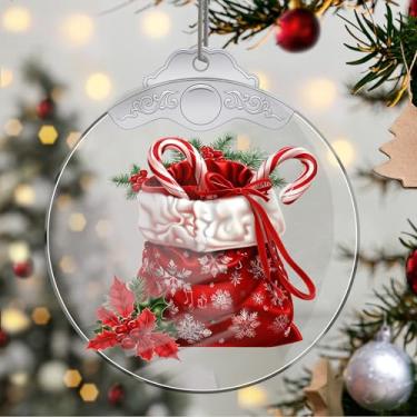 Imagem de Enfeites de Natal para pendurar em cristal, enfeites de árvore de Natal feitos à mão, decoração de carro e casa - presentes de Natal, decoração de artesanato em acrílico, ideias de troca de presentes
