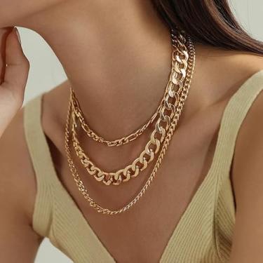 Imagem de Colar em camadas para mulheres, corrente de camada dupla, colares em camadas douradas, joias e presentes