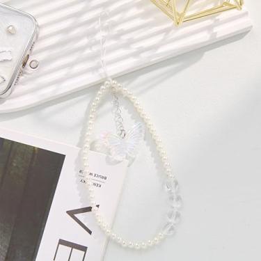 Imagem de Amuleto de telefone com contas Kawaii feito à mão com cordão de telefone de acrílico para câmera bolsa chaveiro pingente pérolas