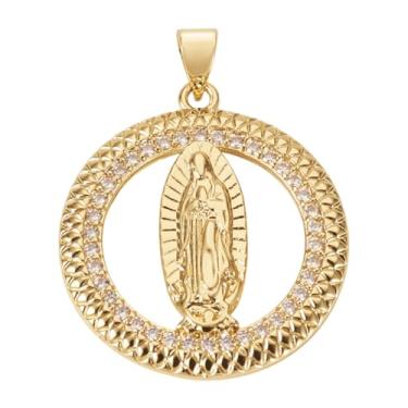Imagem de 1 peça de pingentes de zircônia cúbica micropavê de latão Our Lady banhado a ouro 18 K real para colar de rosário faça você mesmo, brinco para fabricação de joias