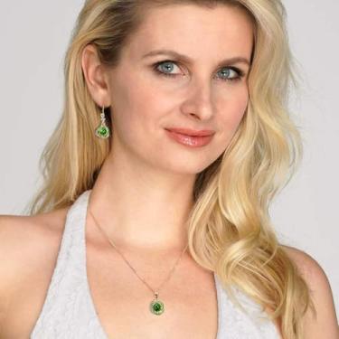 Imagem de Colar com pingente de nó redondo de cristal e brincos de gota de flores coloridas conjunto de joias para mulheres banhado a ouro moda CZ encantos boa sorte nós celtas caixa corrente ajustável Natal