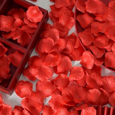 Imagem de 1000 peças de pétalas de rosa vermelho-escuro, pétalas de rosa artificiais para casamento romântico, casamento, aniversário, decoração de flores do dia dos namorados - 5 cm