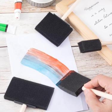 Imagem de Polly Online 4 pincéis de arte de espuma, pincéis de esponja com cabo de madeira, 2 polegadas, 5 cm, 7 cm e 10 cm para pintura de vernizes e projetos de artesanato DIY