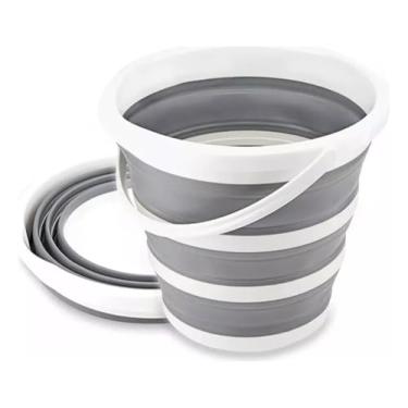 Imagem de Balde Dobrável Retrátil Flexível 10l Silicone Com Alça - 10l