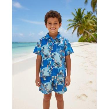 Imagem de Conjunto Mauricinho Lilo E Stitch Azul - Camisa E Bermuda - Pequenos E