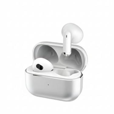 Imagem de Fone Bluetooth 5.3 TWS FN-B28 – Som Estéreo Hi-Fi, Cancelamento de Ruído, Design Premium e Caixa Metálica em Liga de Zinco (Preto e Prateado)