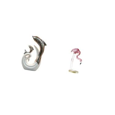 Imagem de Fenteer Estátua de Flamingo E Golfinho em Resina Cerâmica, Arte Abstrata Moderna, Escultura de Pássaro, Decoração para Casa, Suporte de TV, Lareira, Escritóri