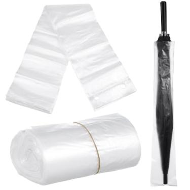 Imagem de SAFIGLE Pacote Com 100 Sacos Plásticos Descartáveis ​​para Guarda-chuvas, Transparentes, Com Longo, Ideais para Guardar Guarda-chuvas Molhados, 13x72cm