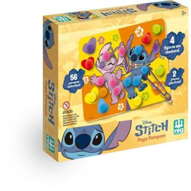 Imagem de Brinquedo Educativo STITCH Pega Pompom com Placas, Pompons e Pinças - 