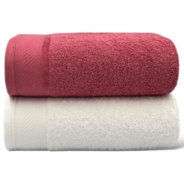Imagem de Kit 2 Toalhas de Banho Grandes e Macias 100% Algodão 72x150cm Alta Absorção e Conforto – Toalhas Premium (Branco 1un / Terracota 1un)