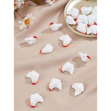 Imagem de Pingentes de resina de pintinho 3D, pingentes pendentes com laço de ferro, pingentes brancos, decoração para colar, pulseira, brincos, chaveiro, artesanato, joias, 19 ~ 20 x 23 x 13 mm, orifício: 1,8