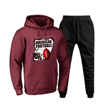Imagem de Conjunto Moletom Plus Size Estampa Futebol Americano Calça Ajustavel Confortavel Tamanho Grande