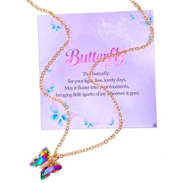 Imagem de SODLYUE Colar de borboleta cor Aurora para mulheres – Joias delicadas com pingente de borboleta que muda de cor, presente de aniversário e Natal, joias modernas para esposa, mãe, irmã