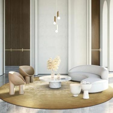 Imagem de Tapete luxuoso de pelúcia para decoração de quarto, tapete redondo grande para vestiário, tapete lavável, tapete minimalista para sala de estar (200x200 cm/E)