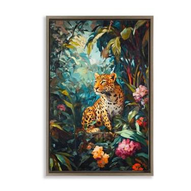 Imagem de Stupell Industries Wild Side Jungle Cheetah Gold Framed Floater Canvas Wall Art, design by Petal Prints Design, 78 x 53 cm