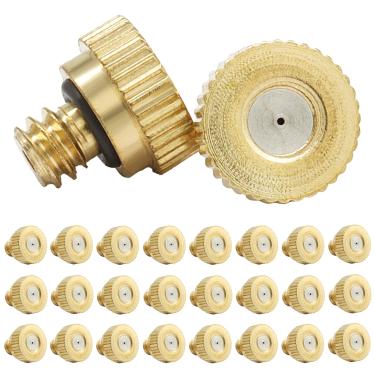 Imagem de Cionyce 24 peças de bicos de bruma de latão de 0,5 mm, orifício 10/24 UNC rosca para sistema de resfriamento externo, substituição de cabeças de pátio de controle de poeira bomba de alta pressão com