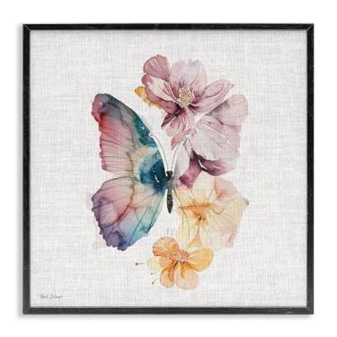 Imagem de Stupell Industries Arte giclée emoldurada cinza borboleta de beleza emergente, design por Nicole DeCamp, 61 x 61 cm